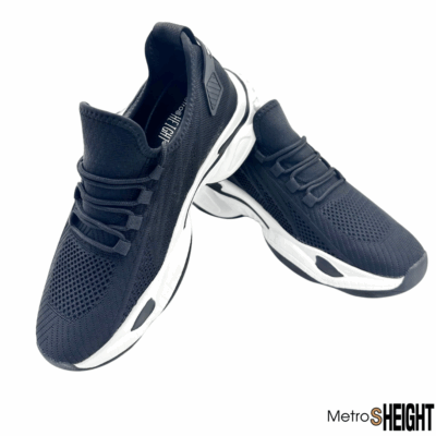 รองเท้าผ้าใบเสริมส้นชาย เพิ่มความสูง 8 cm Black Knit "Rye" Trainers